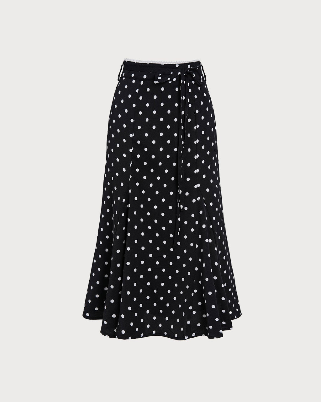 Falda midi de sirena negra con lunares