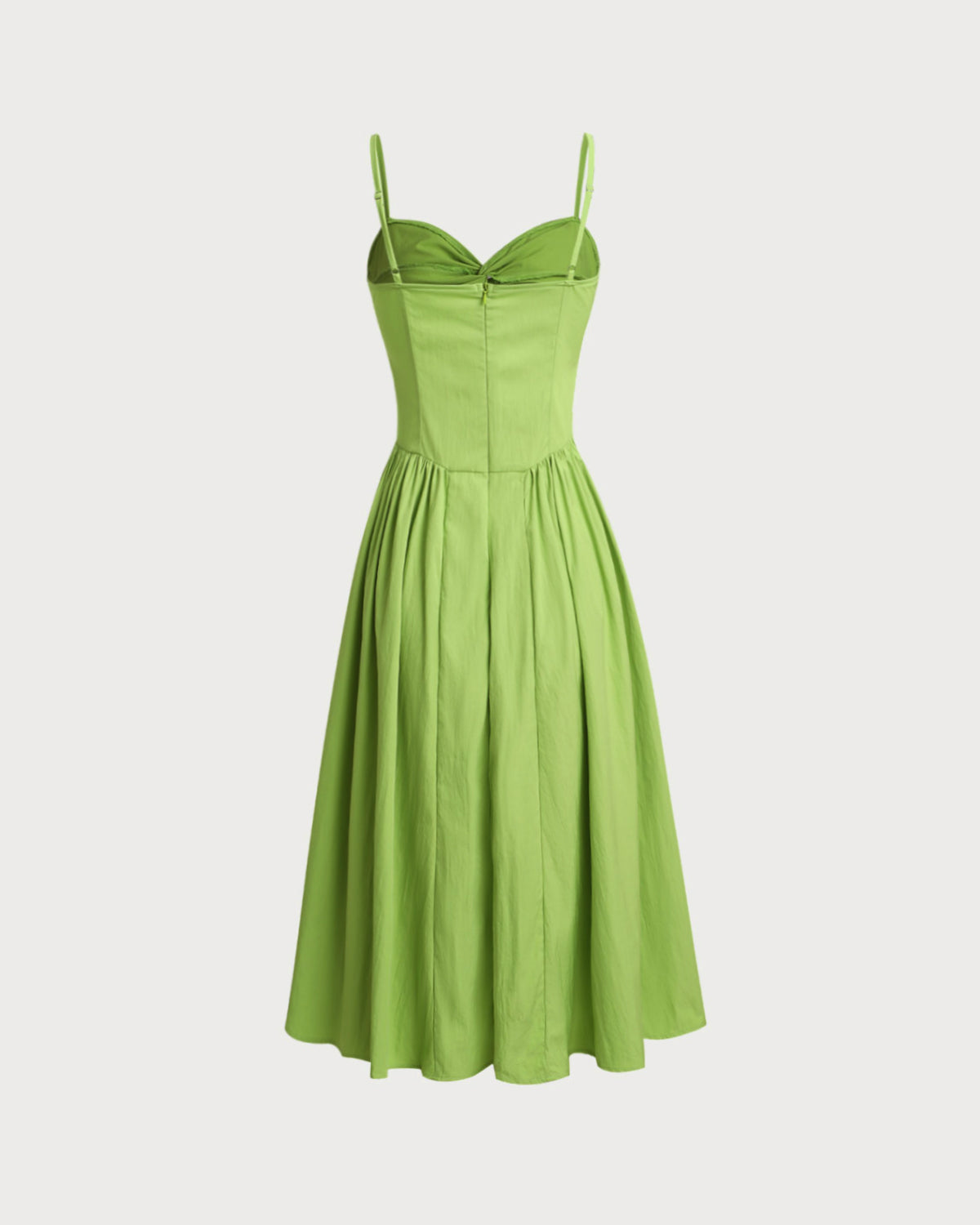 Green Sweetheart Neck Slip Midi Dress