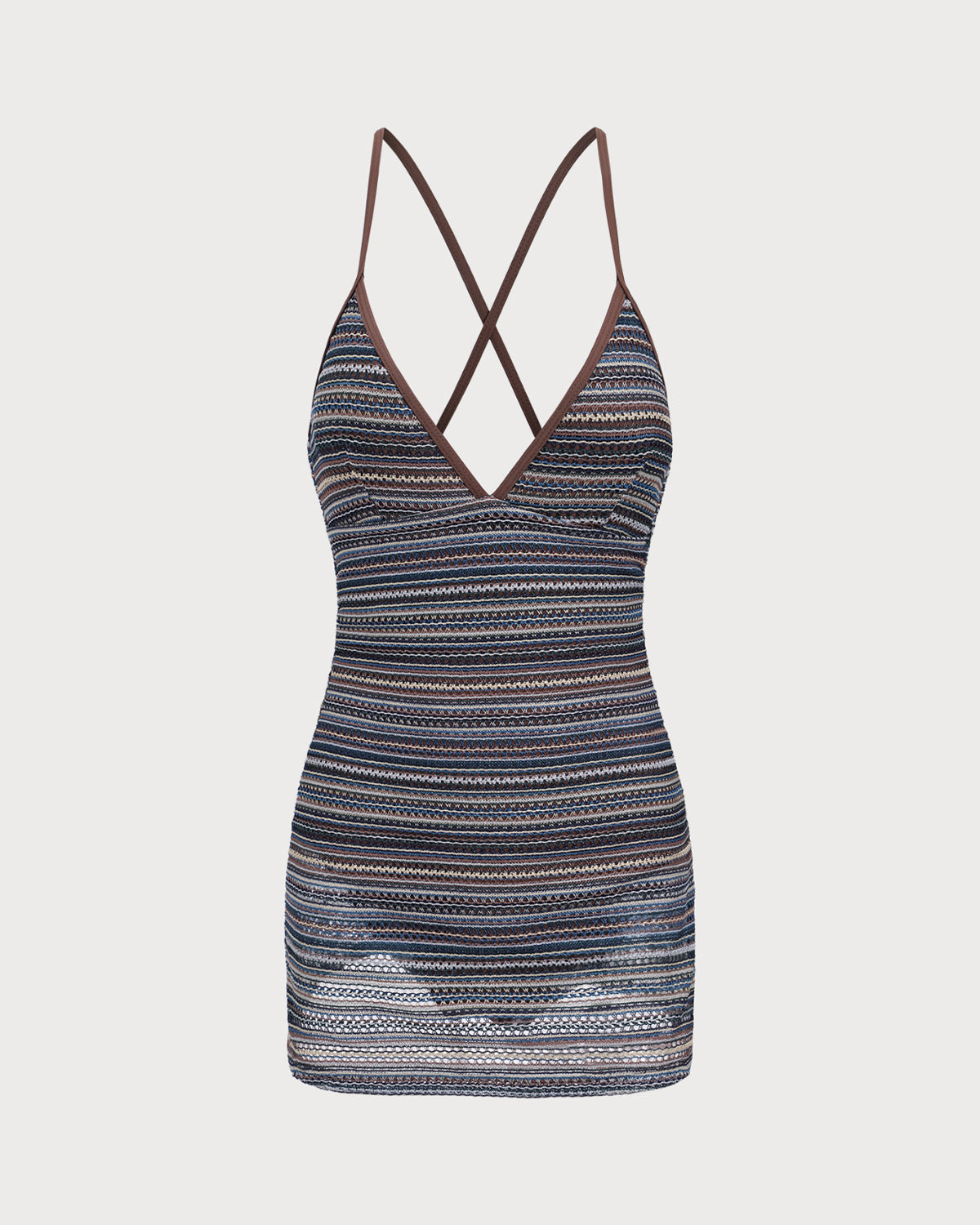 Striped Backless One Piece Swimwear
