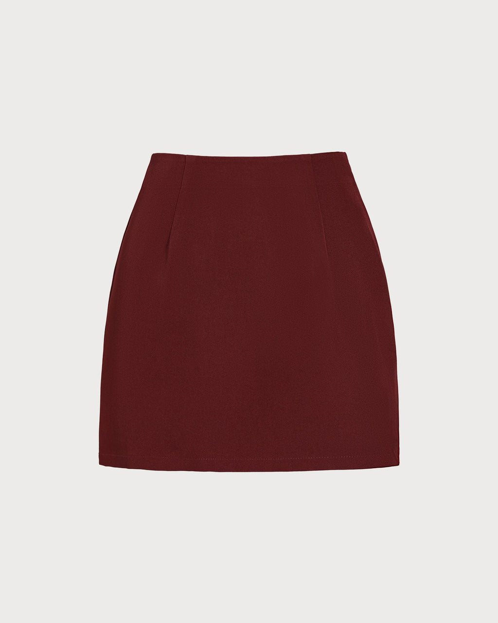Minifalda evasé de talle natural rojo vino