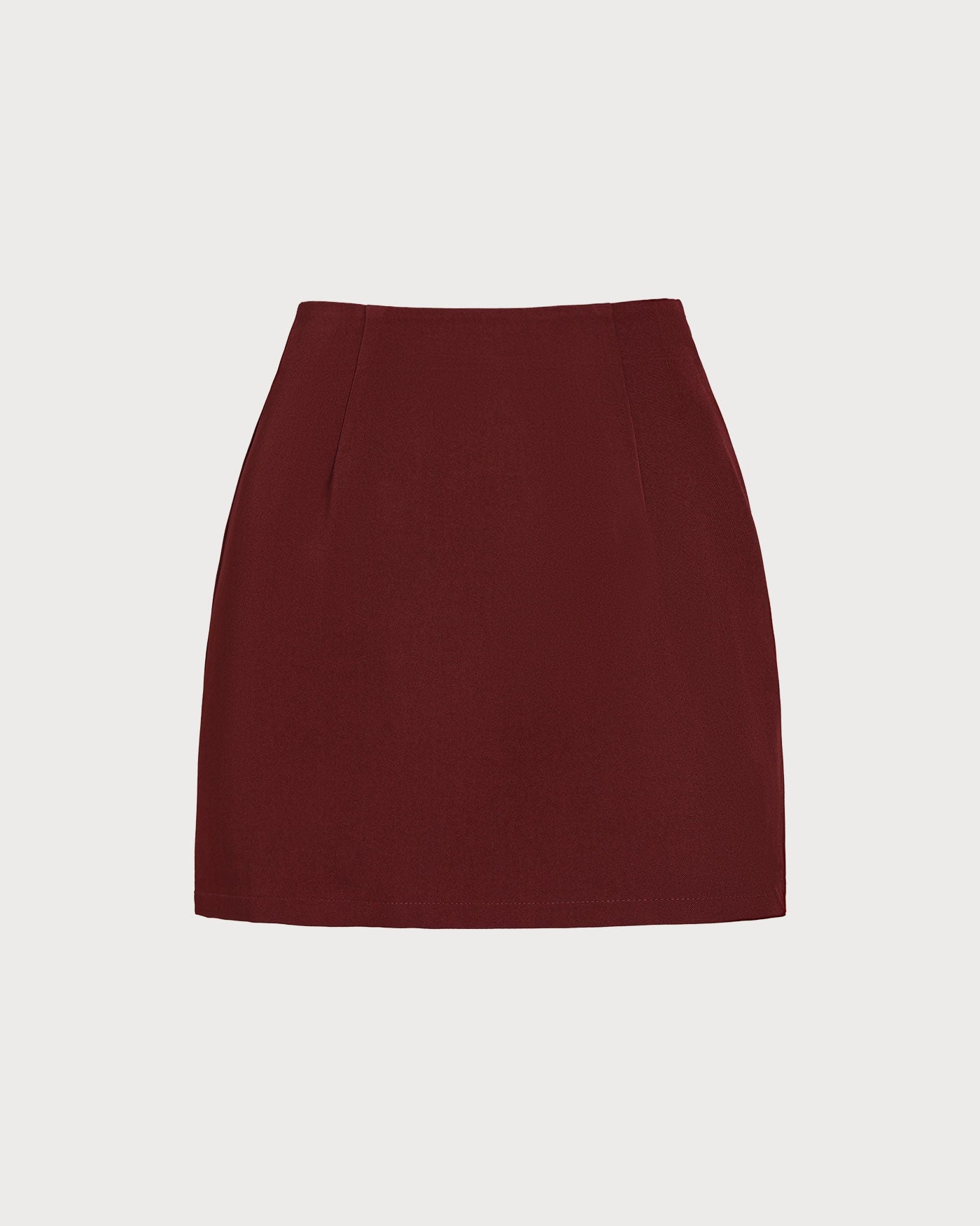 Minifalda evasé de talle natural rojo vino