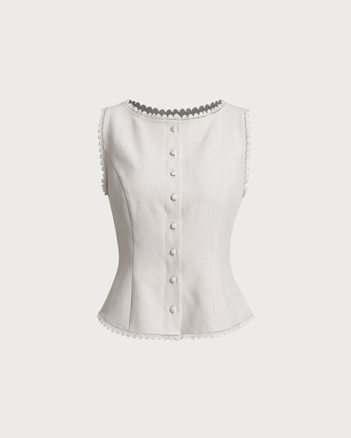 Apricot Boat Neck Button Vest