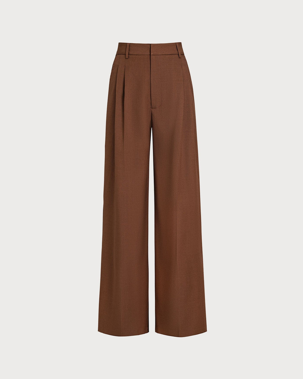 Pantalones Rectos de Talle Natural en Color Caramelo