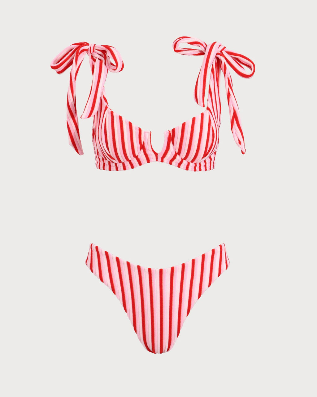 Conjunto de bikini rosa a rayas