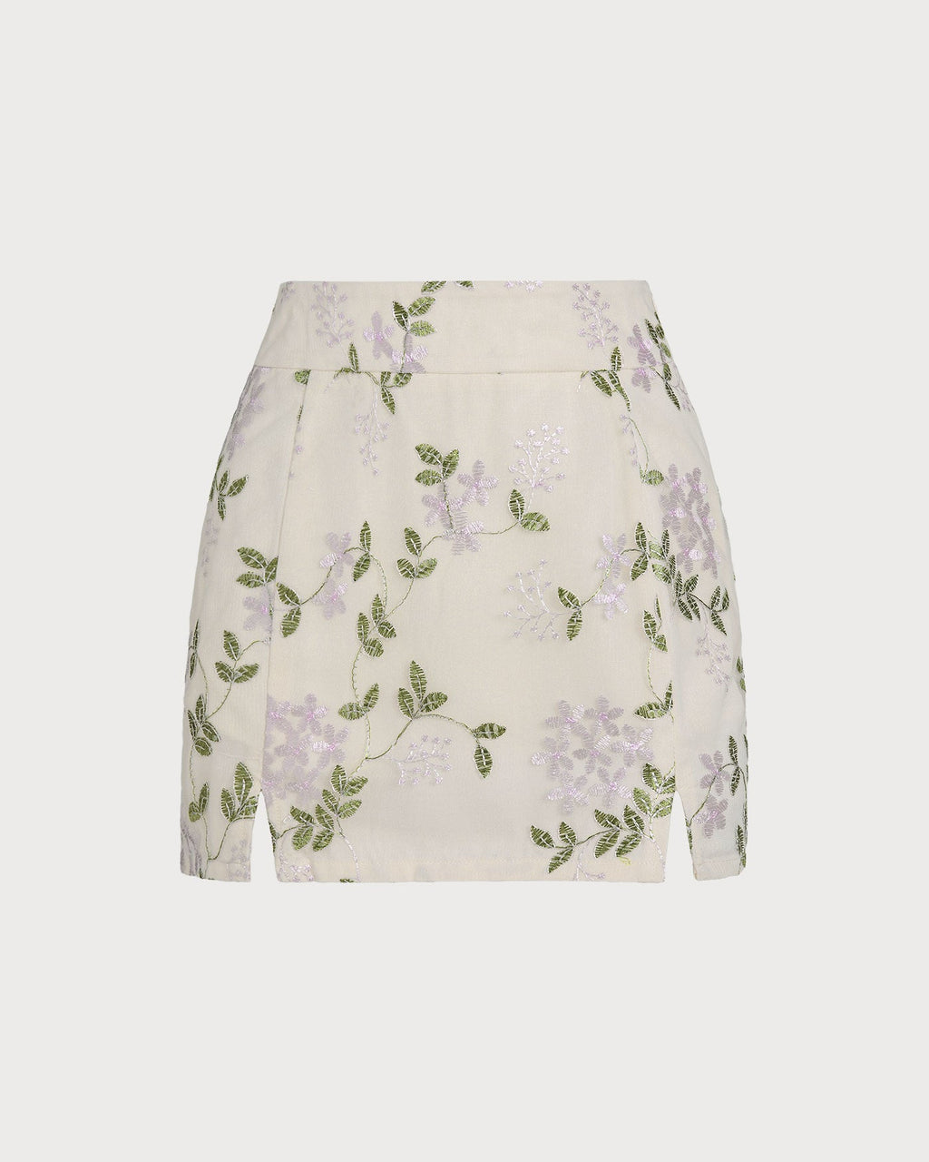 Minifalda recta floral beige