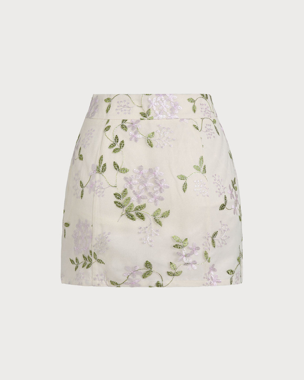 Minifalda recta floral beige