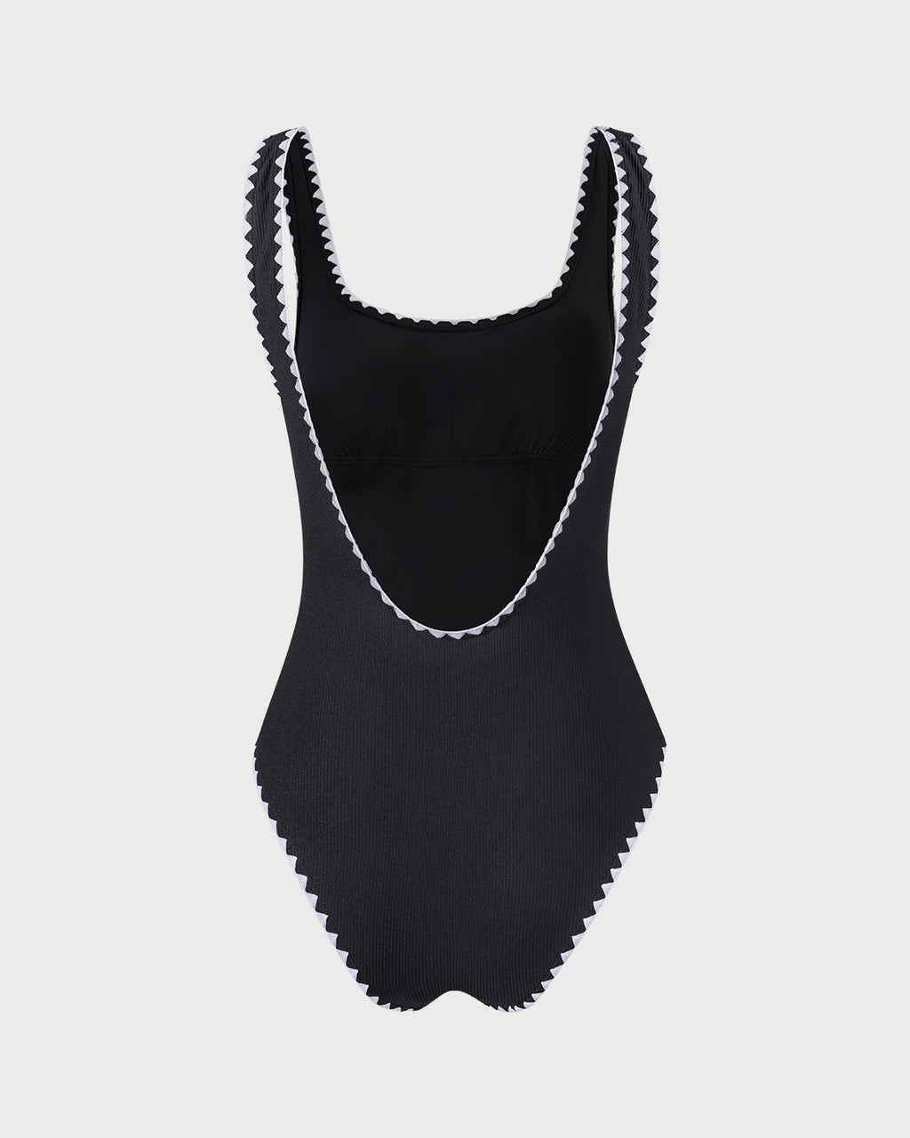 Traje de baño enterizo acanalado negro en contraste