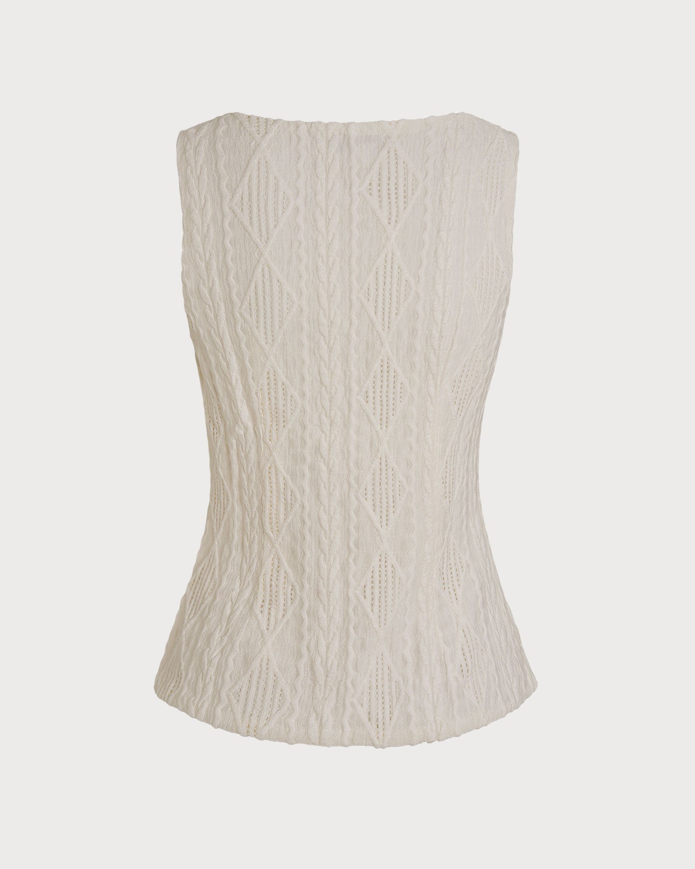 Beige Boat Neck Button Tank Top