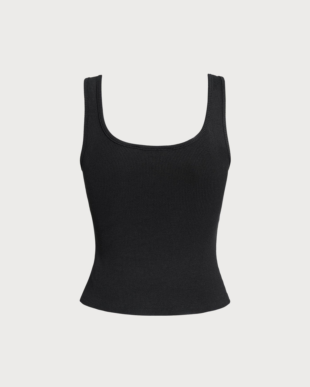 El top de punto de canalé con cuello en V negro