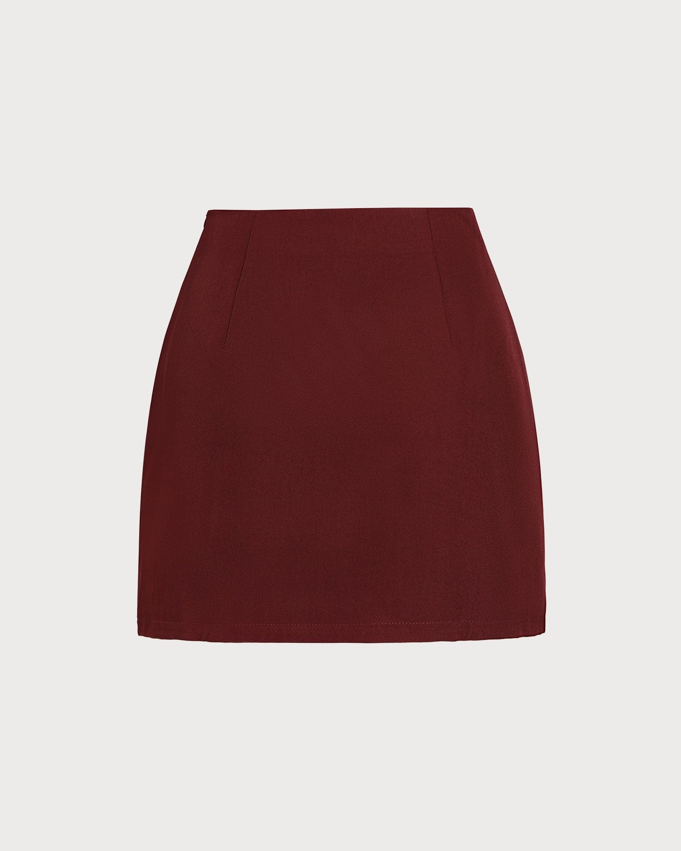 Minifalda evasé de talle natural rojo vino