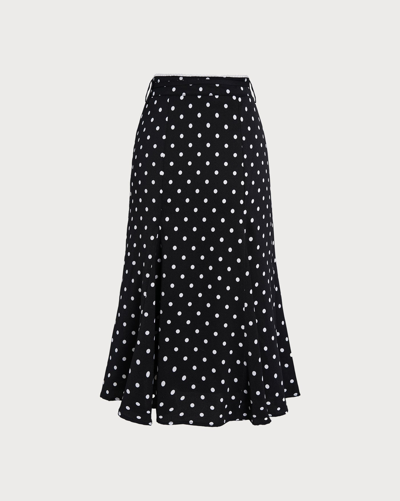 Falda midi de sirena negra con lunares