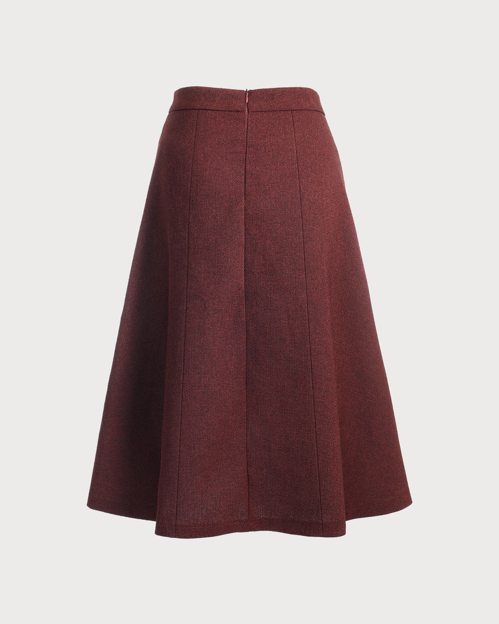 Falda de tweed de tiro alto granate