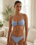 Conjuntos de bikini Jacquard con aberturas en azul