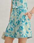 Blue Floral Pocket Shorts