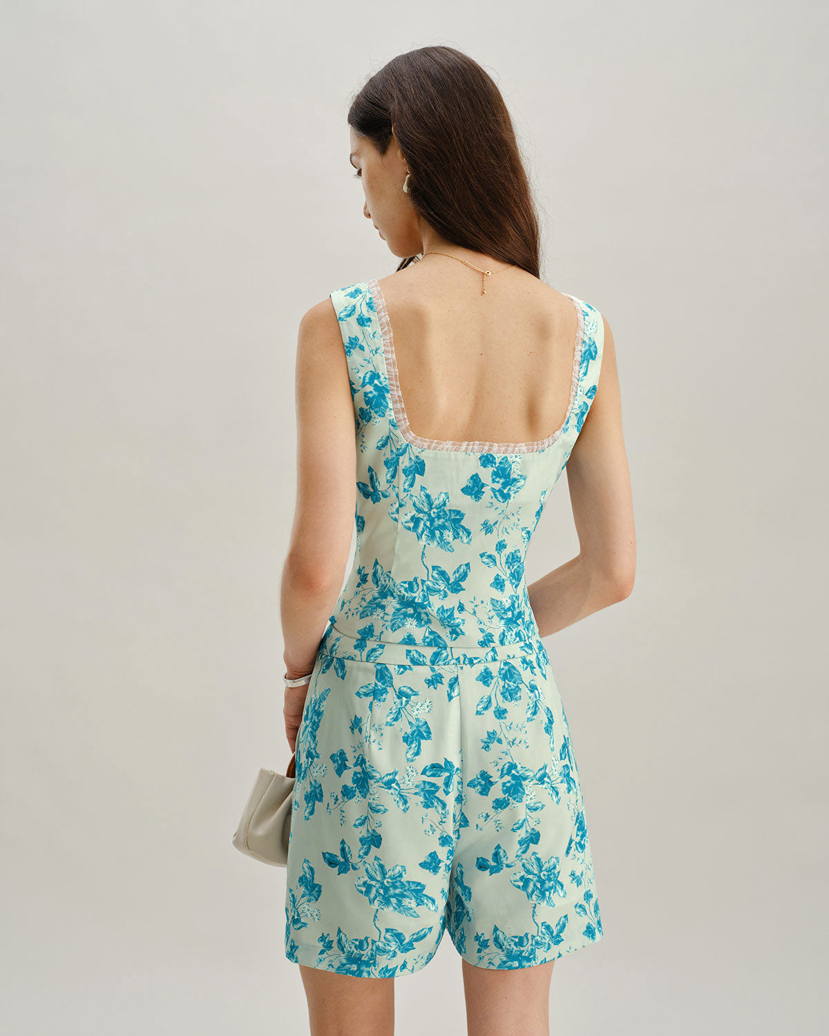 Blue Floral Pocket Shorts