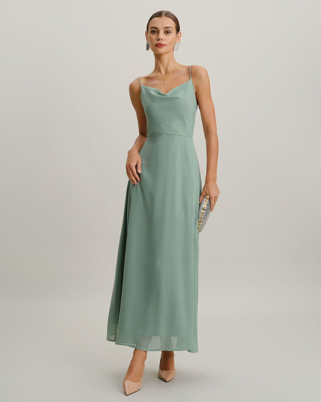 Green Slit Slip Maxi Dress
