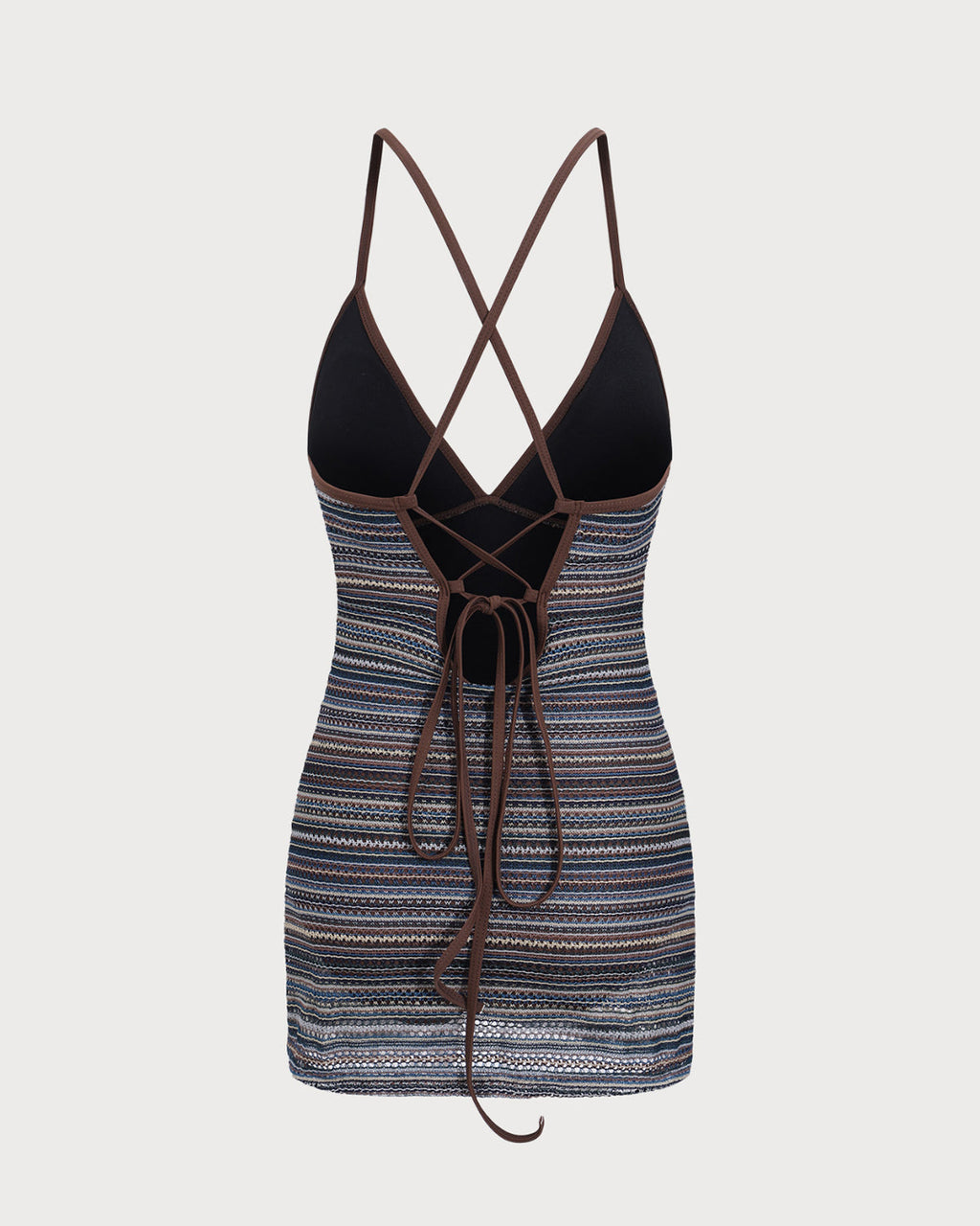 Striped Backless One Piece Swimwear
