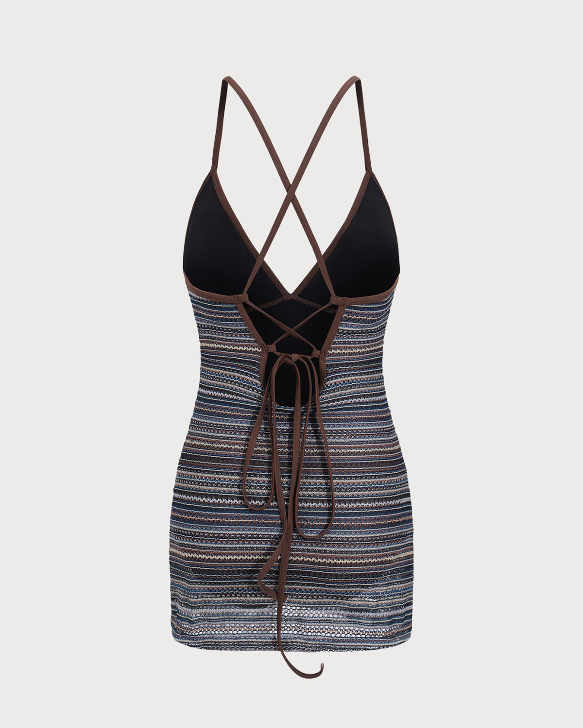 Striped Backless One Piece Swimwear
