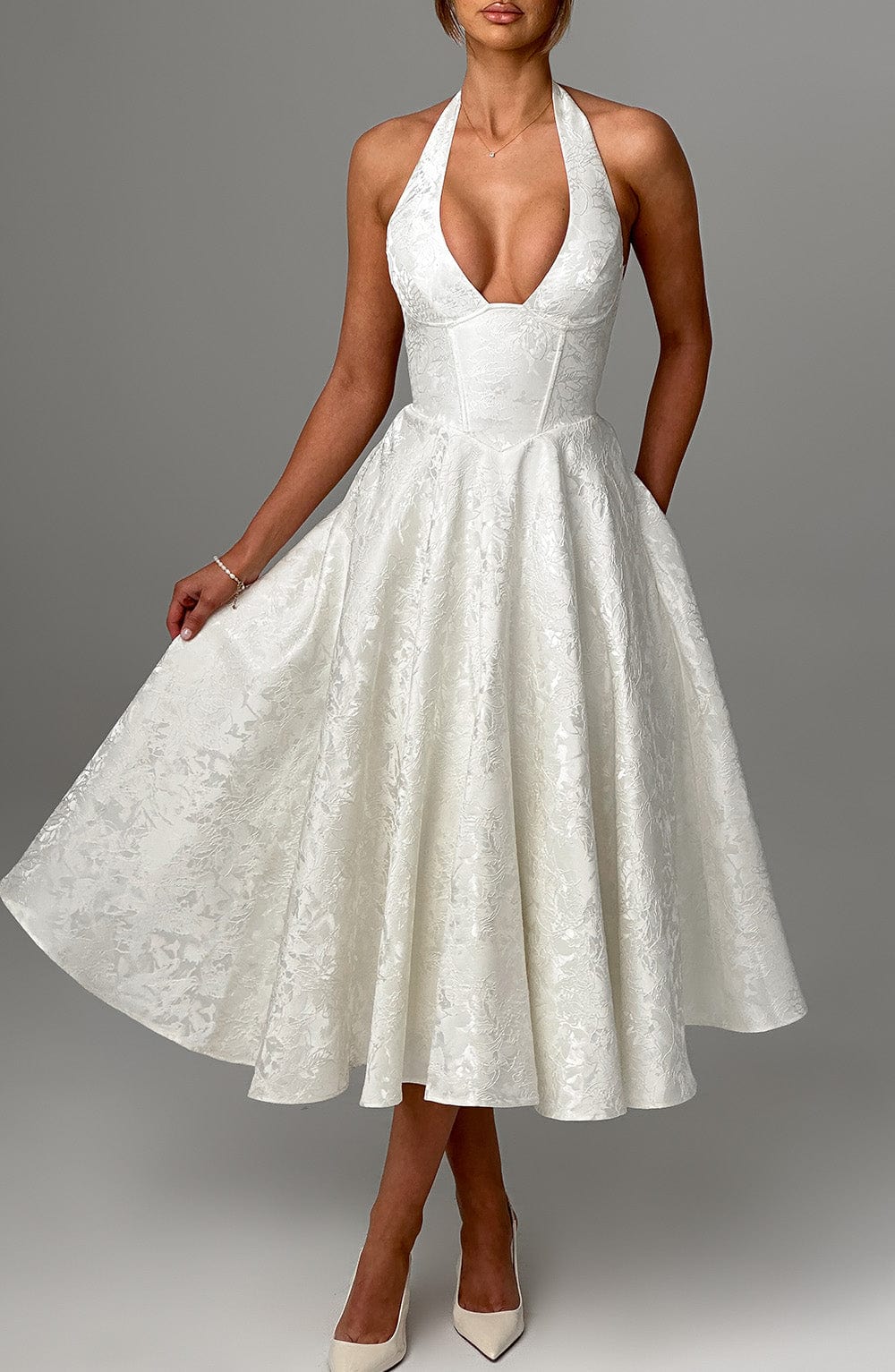 Vestido midi Effie - Marfil