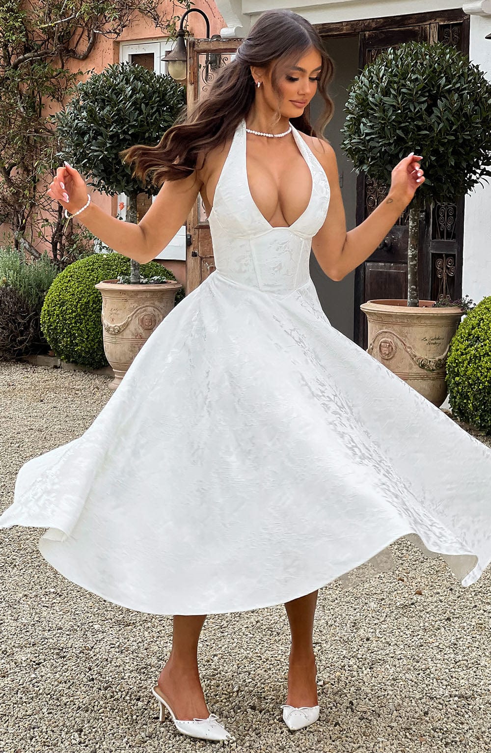 Vestido midi Effie - Marfil