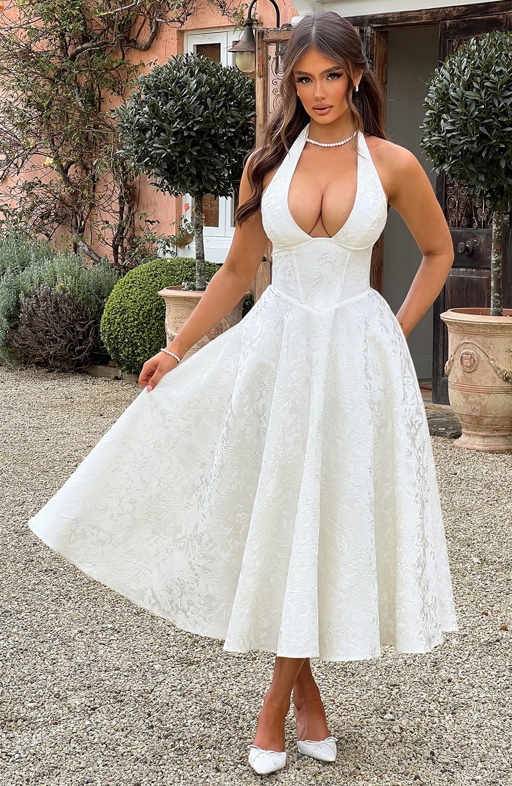 Vestido midi Effie - Marfil