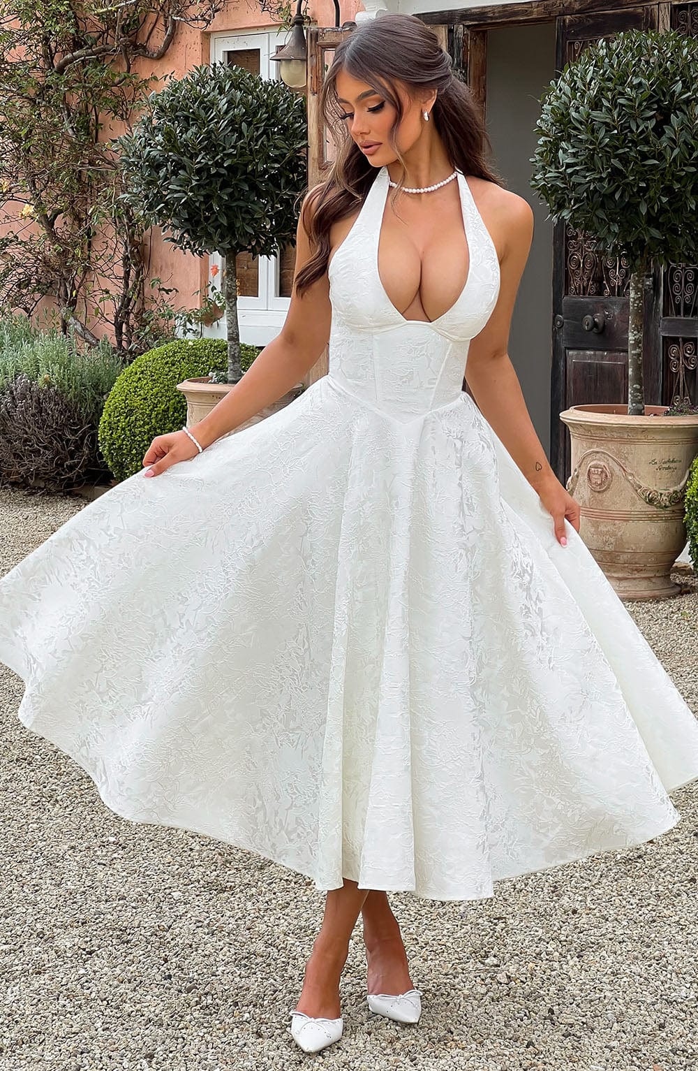 Vestido midi Effie - Marfil