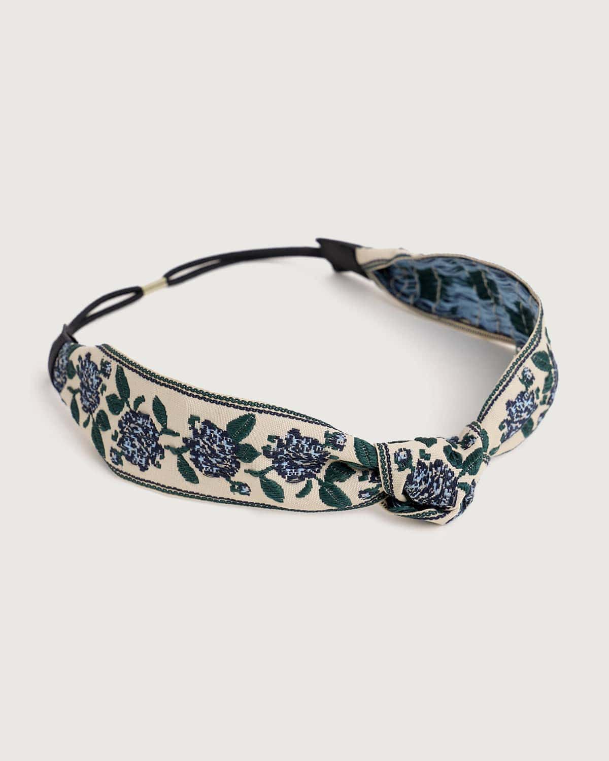 Diadema anudada con bordado floral