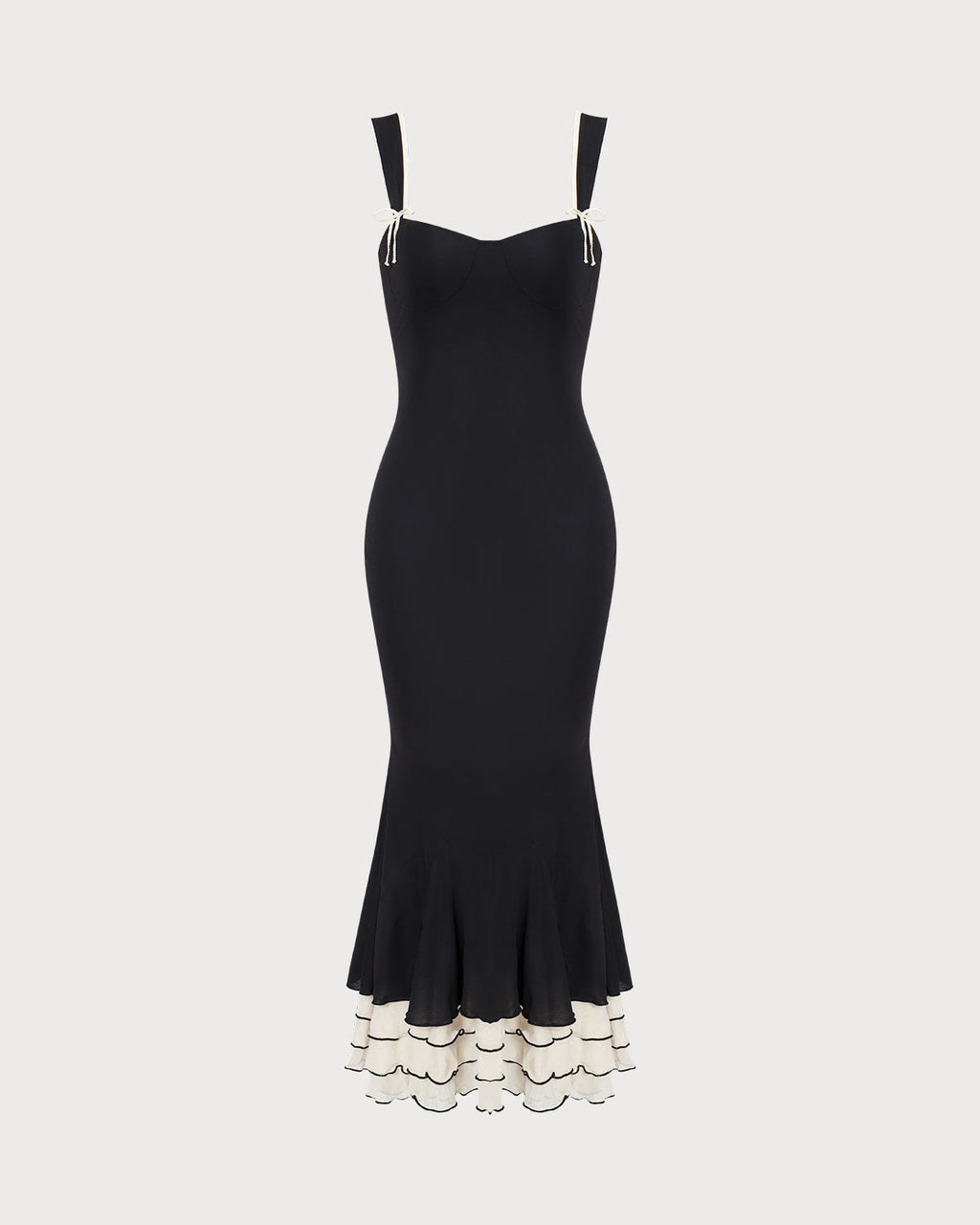 El vestido maxi ajustado con escote corazón negro