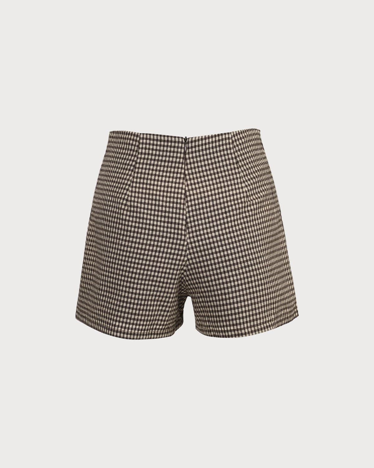 Los shorts de cuadros marrones de tiro alto