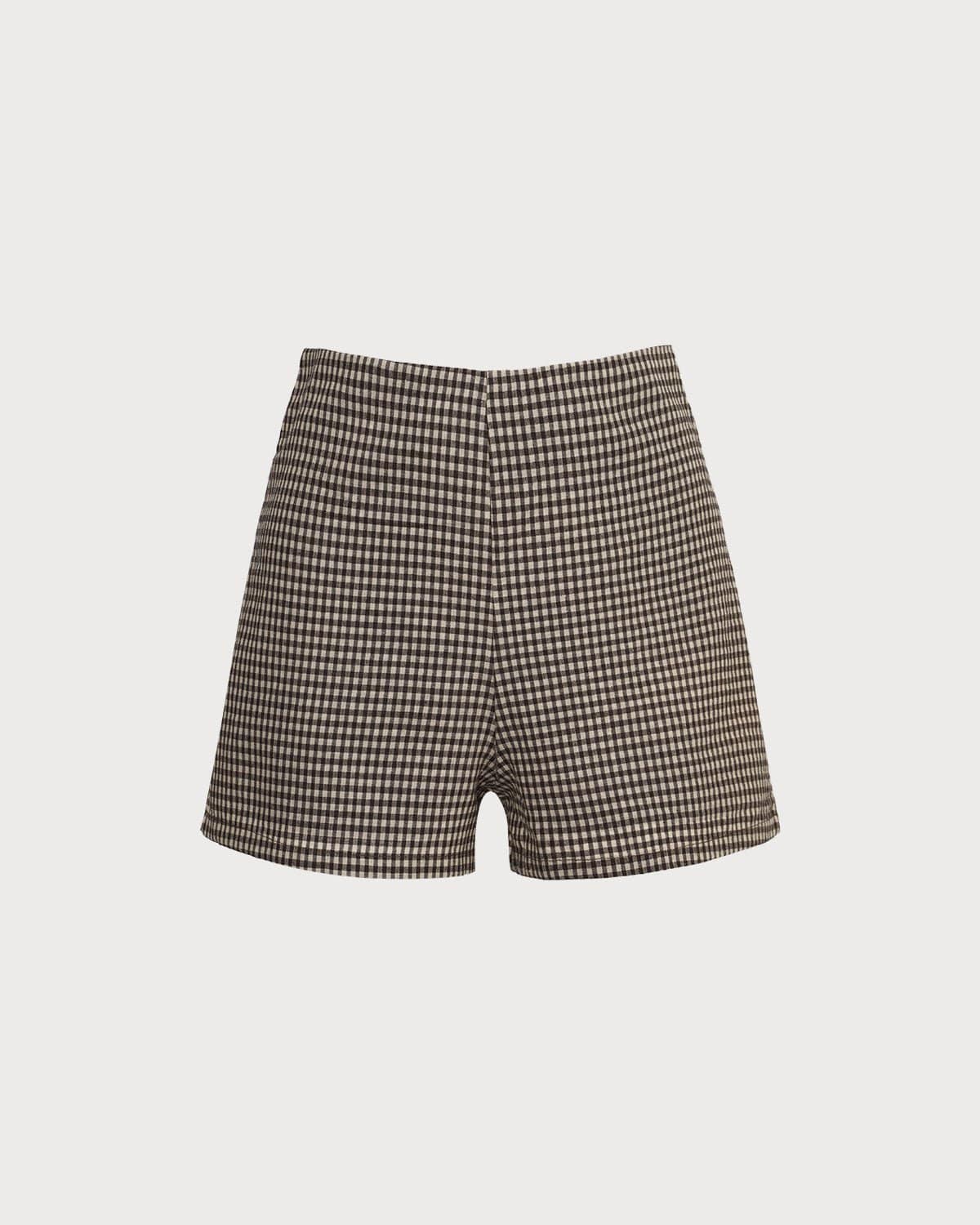Los shorts de cuadros marrones de tiro alto