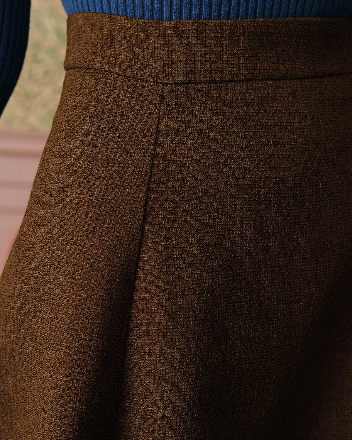 La Falda Midi Tweed de Cintura Alta