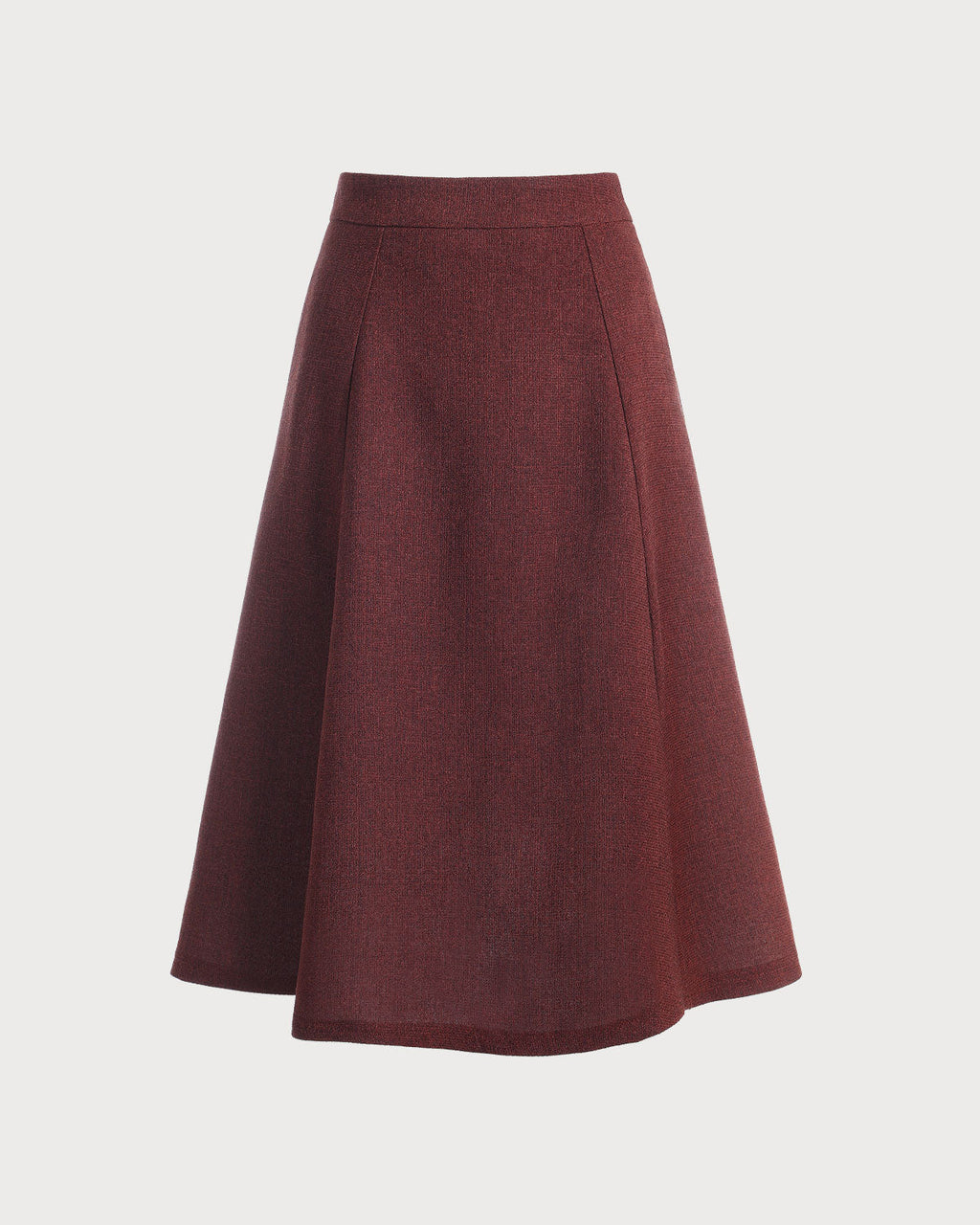 Falda de tweed de tiro alto granate