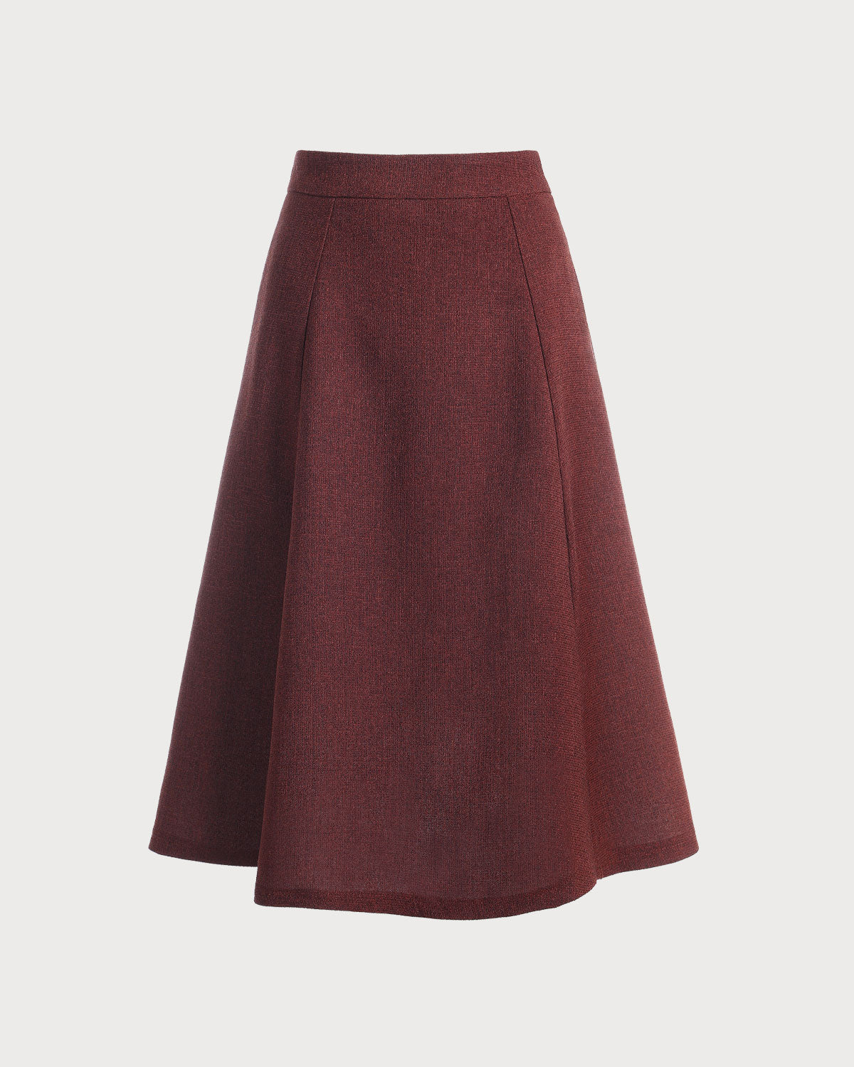 Falda de tweed de tiro alto granate