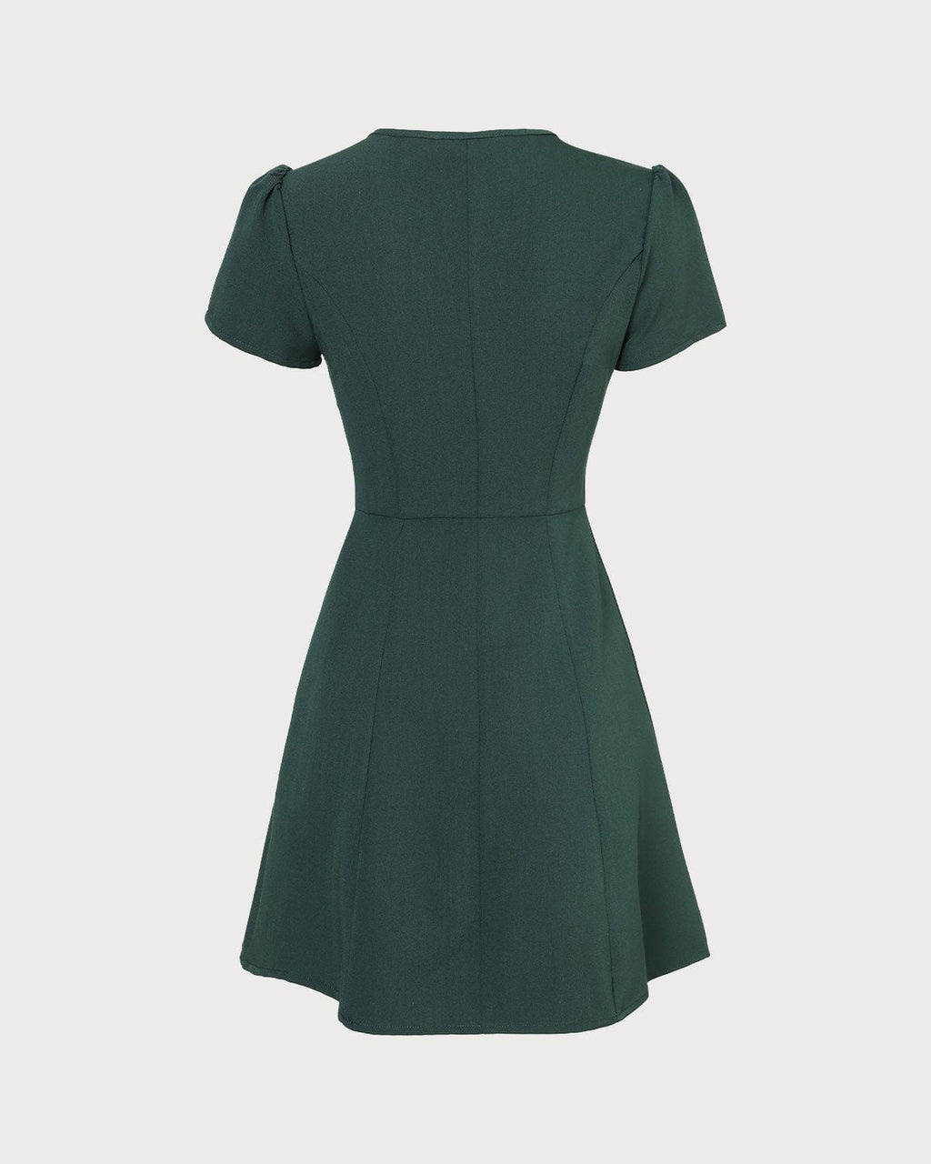 El minivestido con cuello en V abotonado verde oscuro