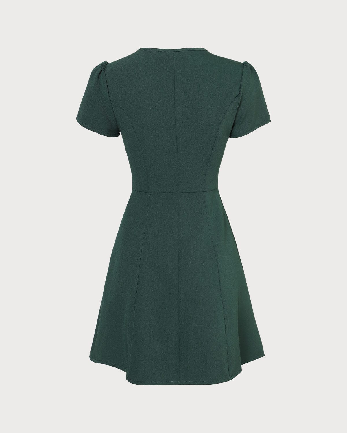 El minivestido con cuello en V abotonado verde oscuro