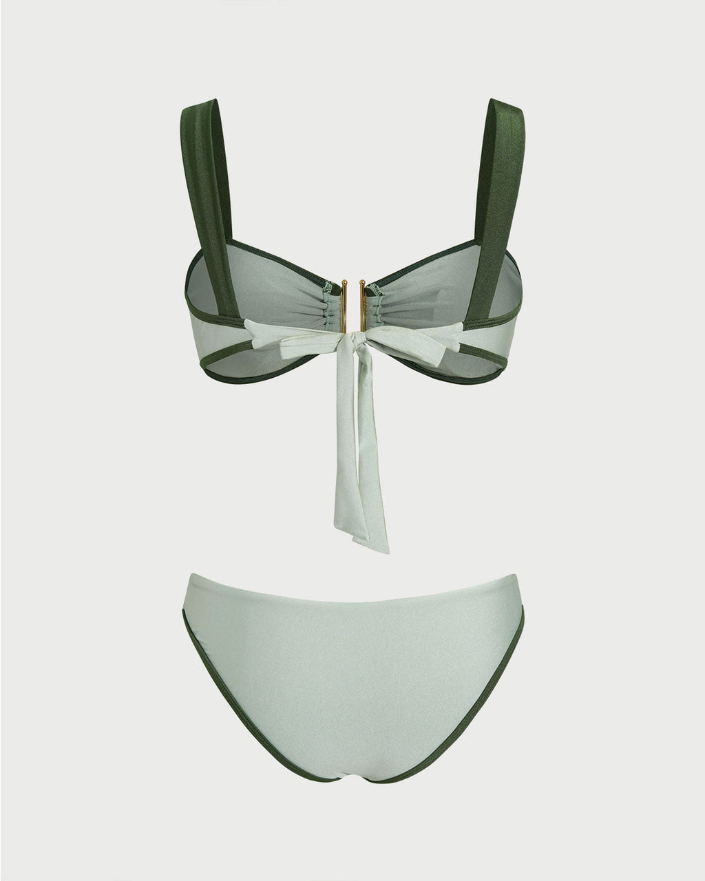 Conjunto de bikini bandeau verde en contraste