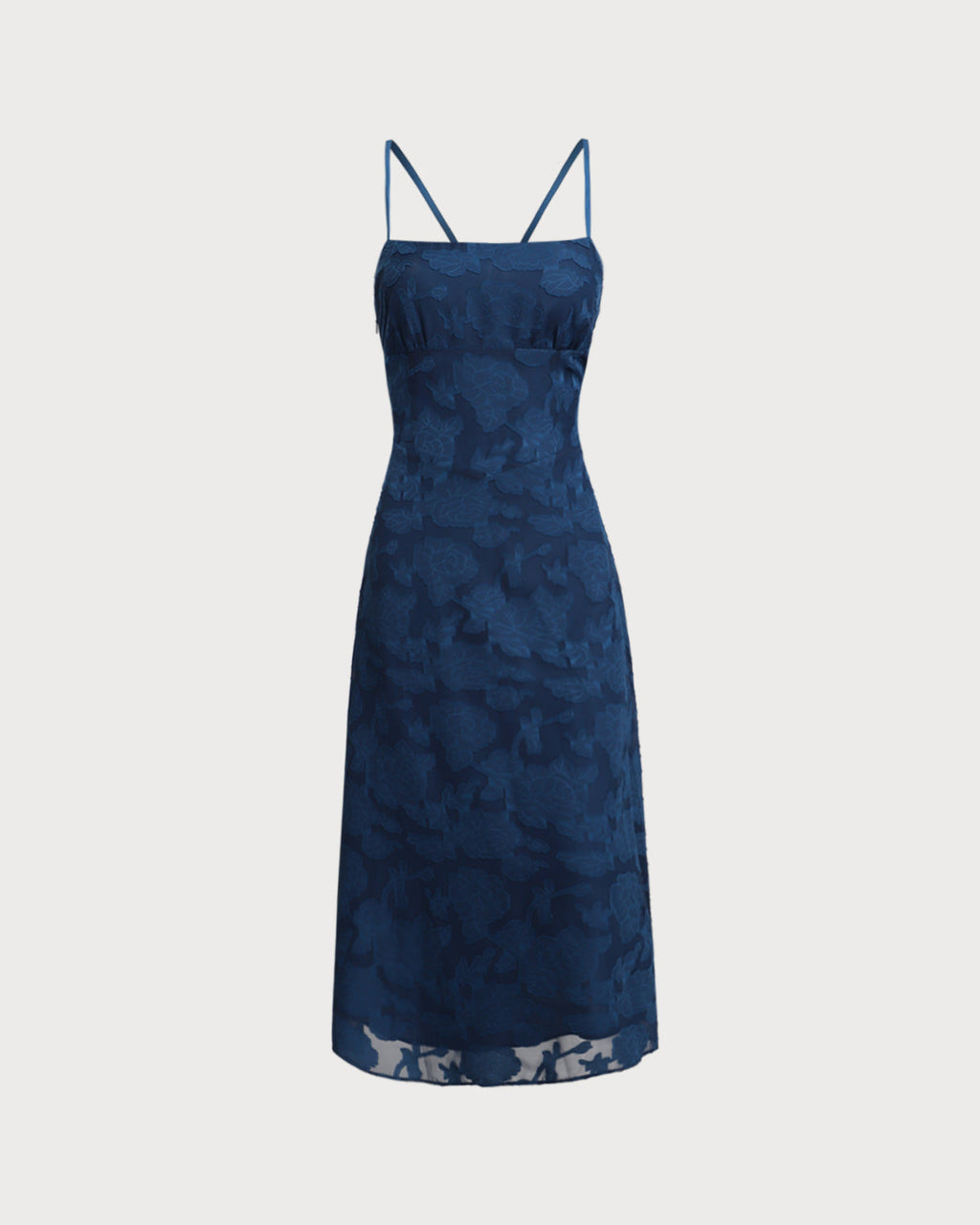 Vestido maxi sin espalda de jacquard azul marino