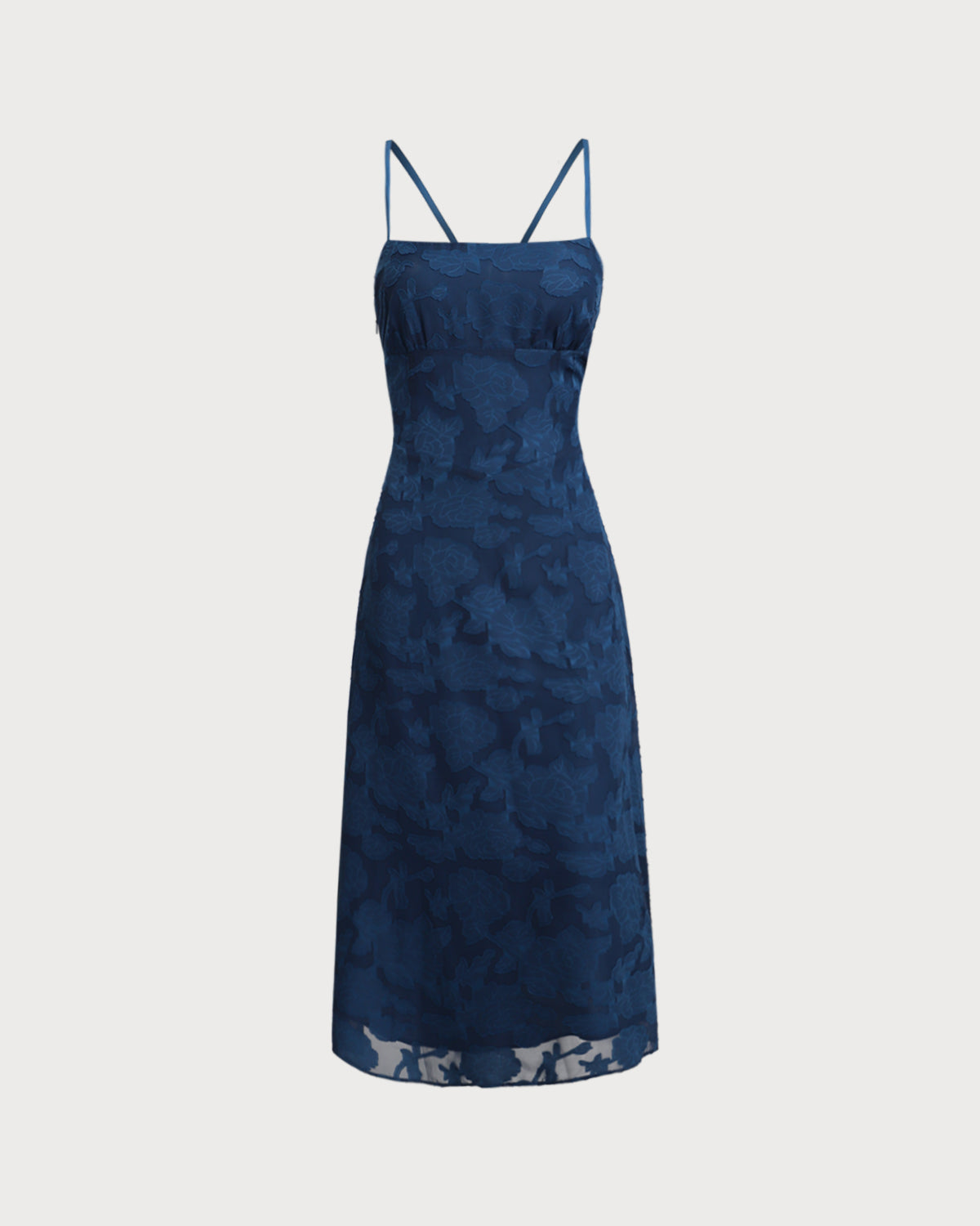 Vestido maxi sin espalda de jacquard azul marino