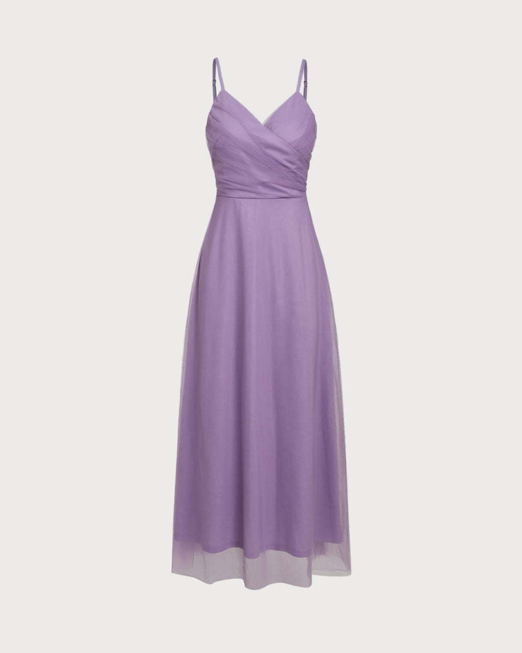 Vestido largo de rejilla fruncido en color morado