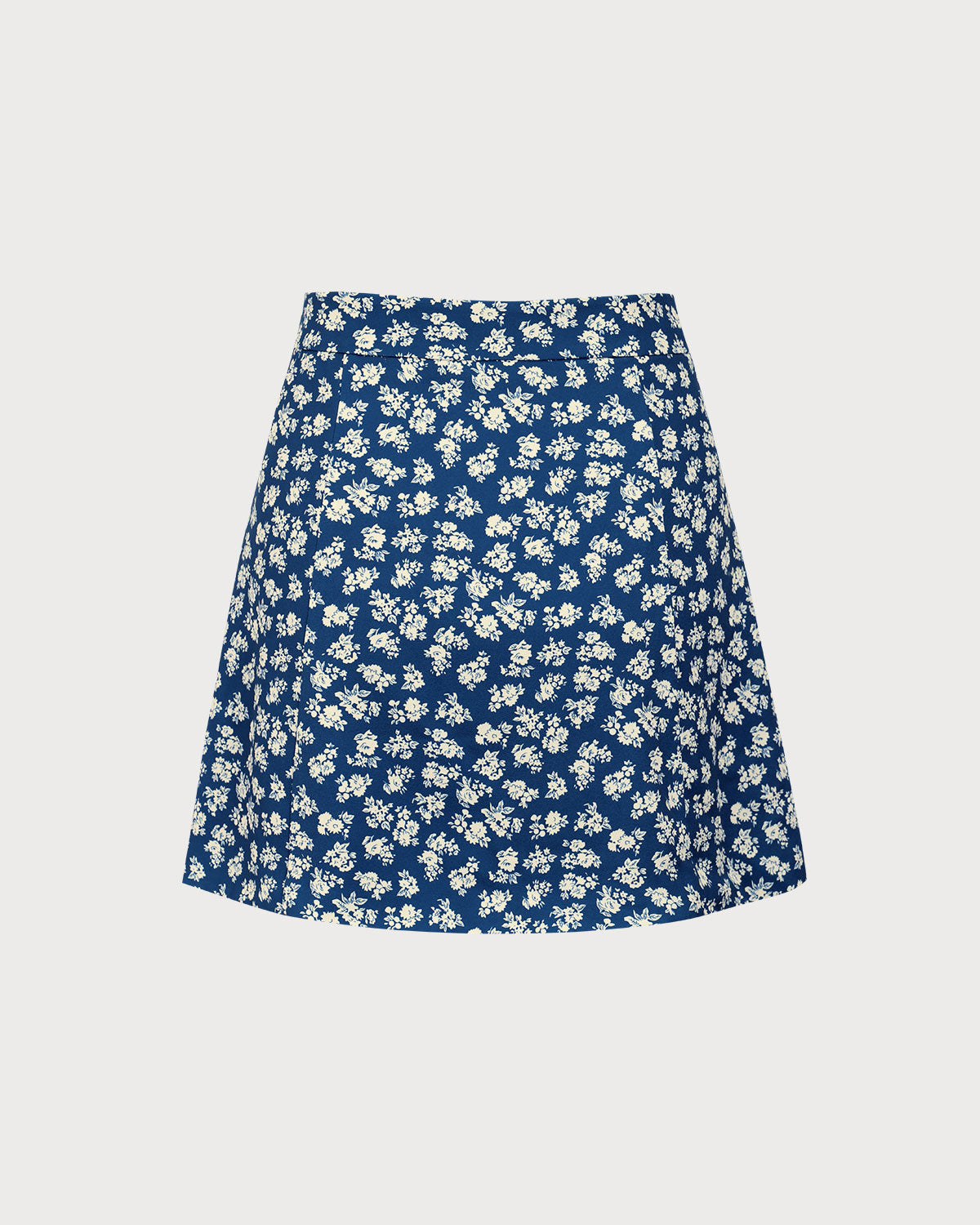 Minifalda evasé floral azul marino