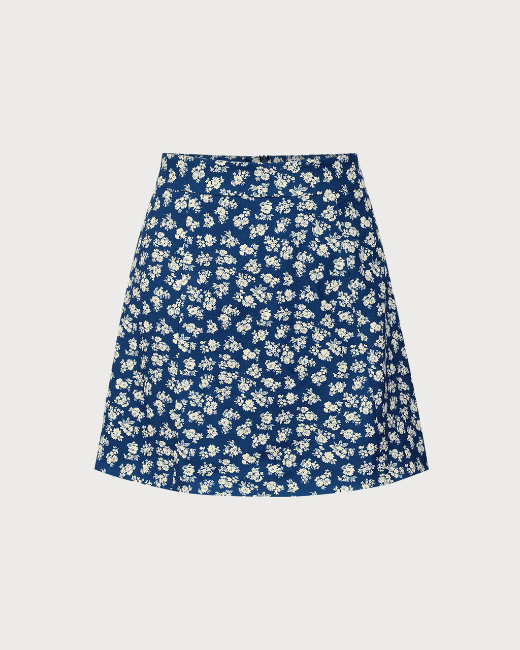 Minifalda evasé floral azul marino