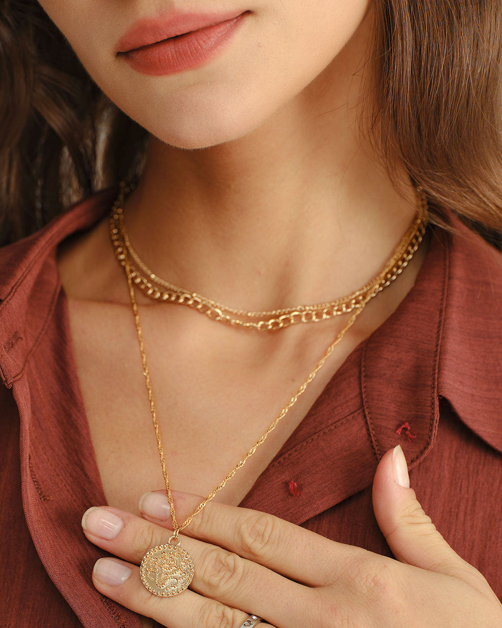 Collar de aleación de oro para mujer