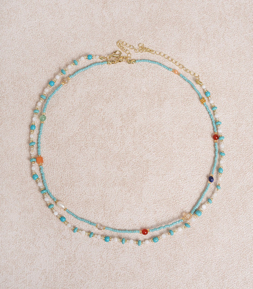 Collar de clavícula de cuentas azules