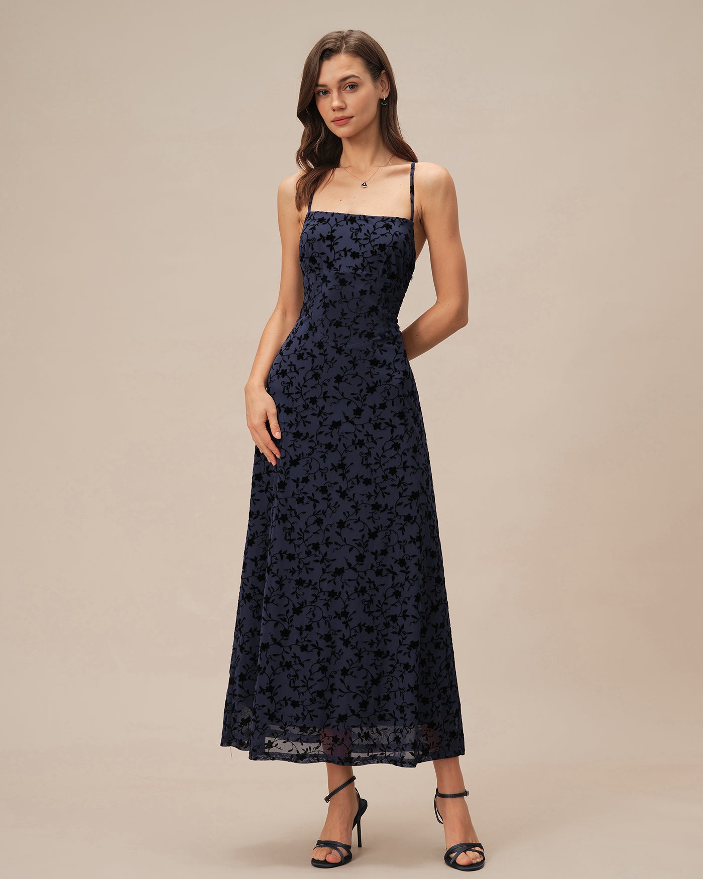 Blue X Cross Floral Slip Maxi Dress