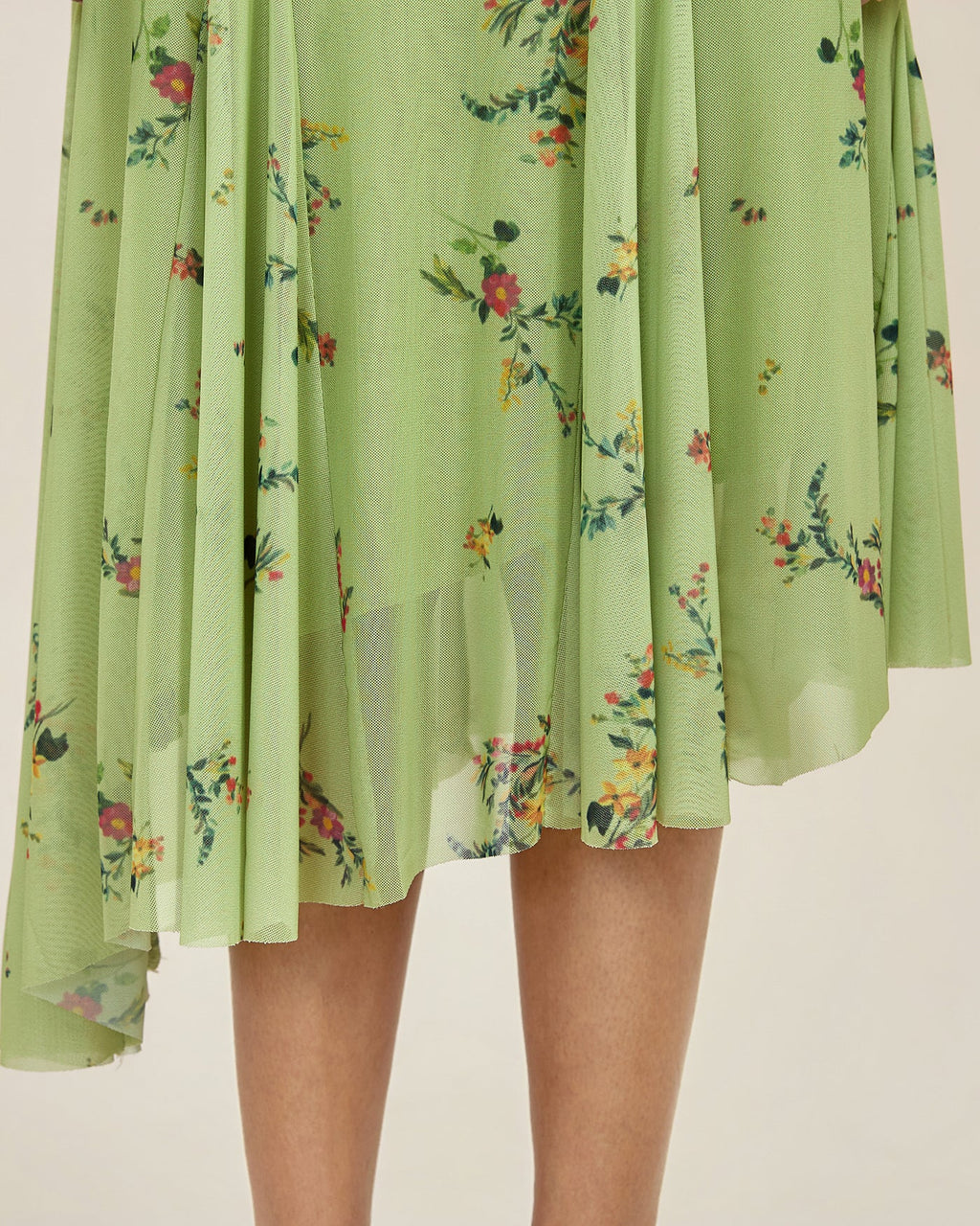Green Textured Floral Slip Midi Dress