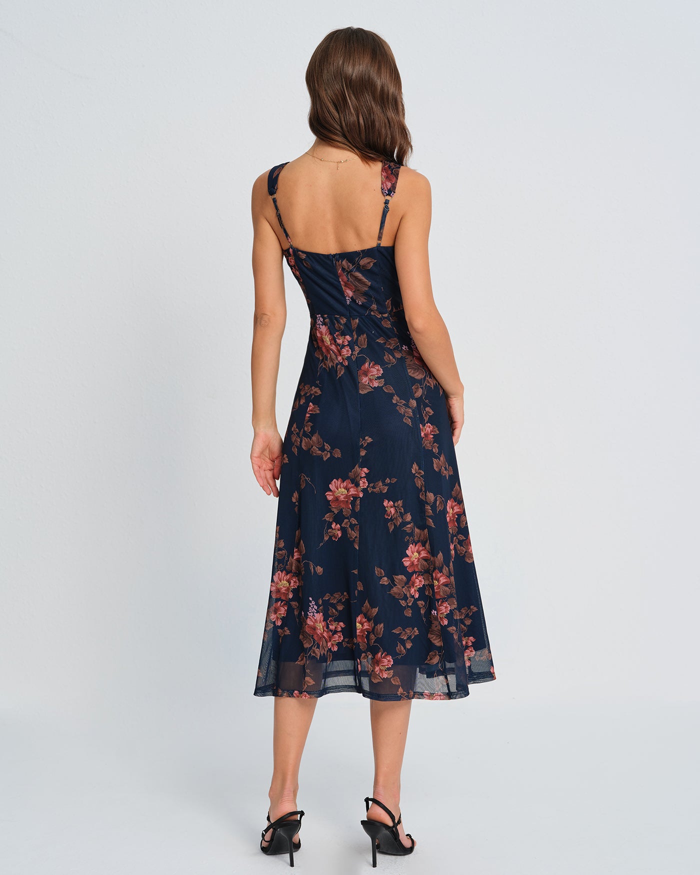 Blue Floral Slip Midi Dress