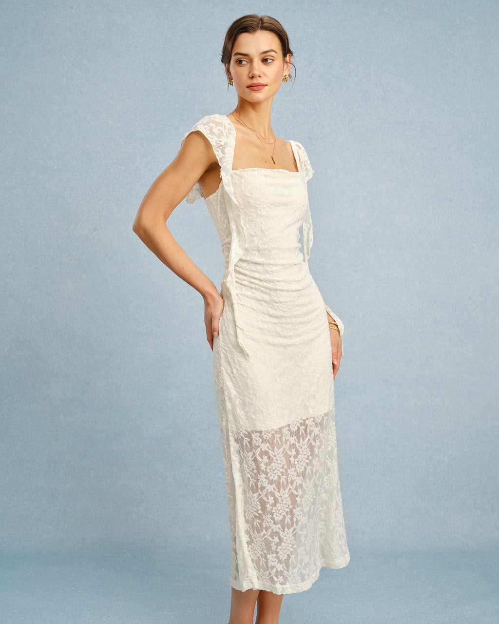 Apricot Textured Floral Ruffle Slip Midi Dress