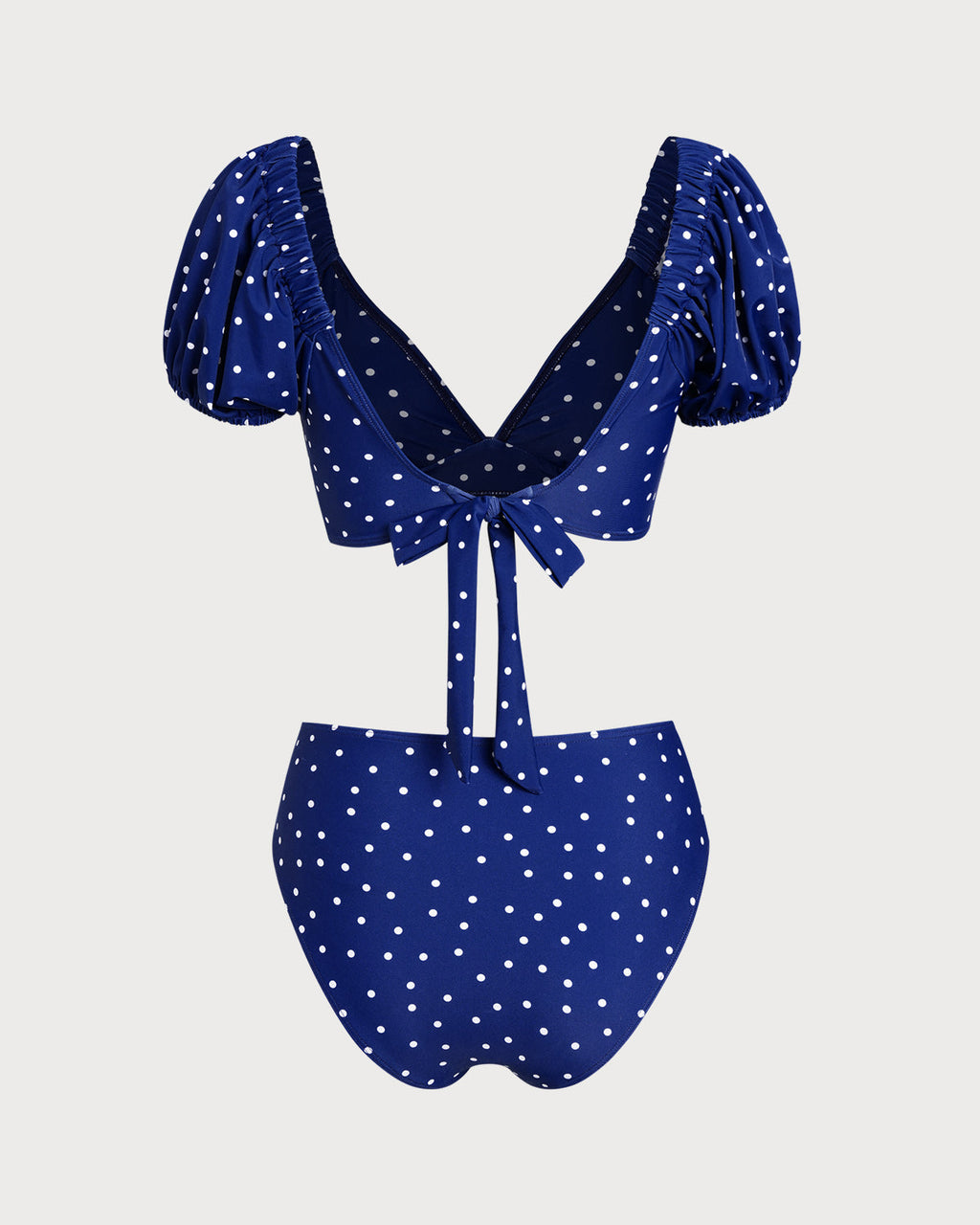 Conjunto de bikini azul rey con lunares