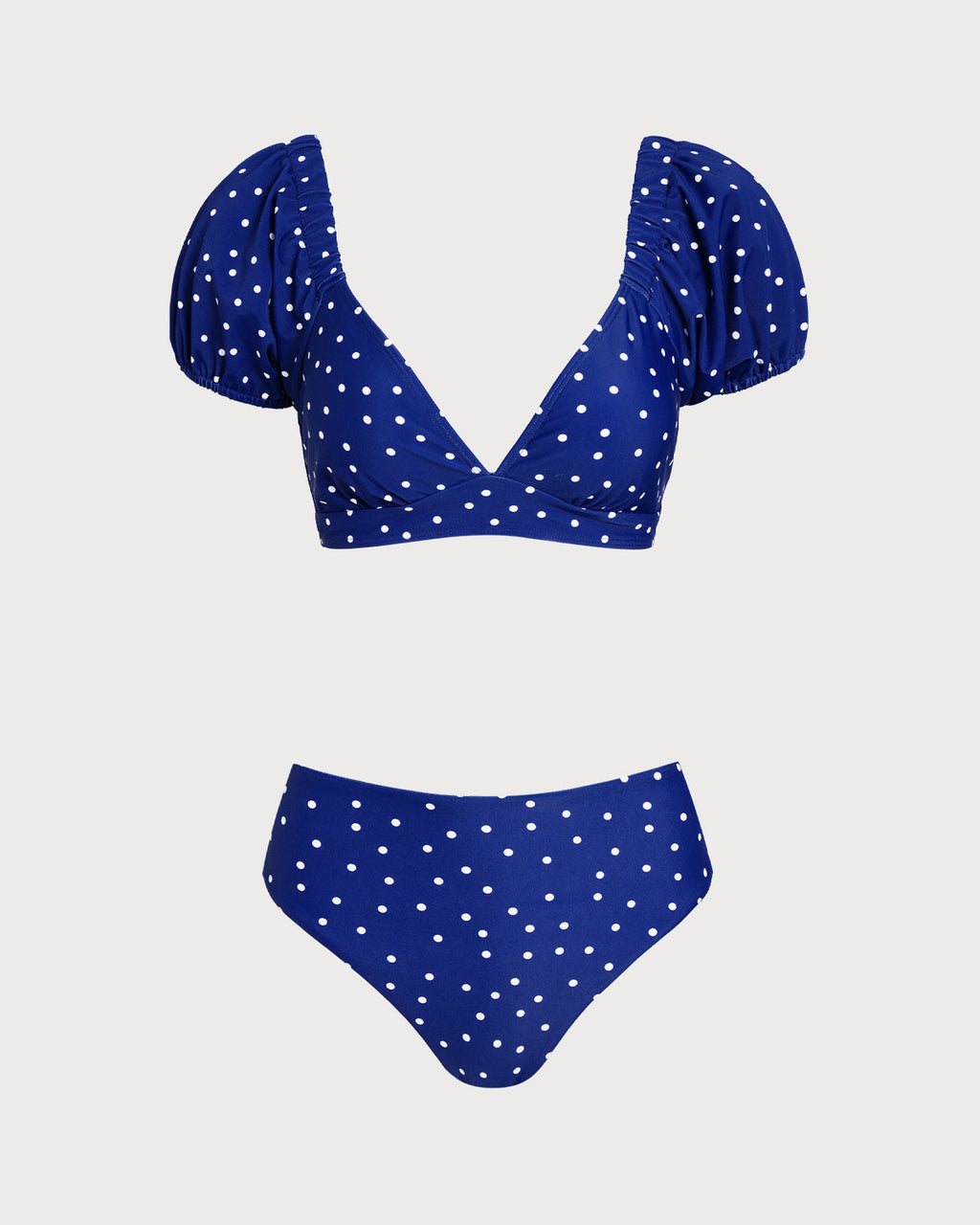 Conjunto de bikini azul rey con lunares