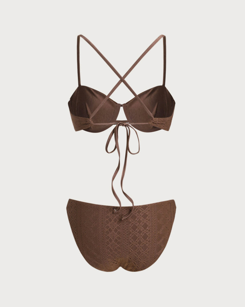 Conjunto de bikini con aros texturizado marrón